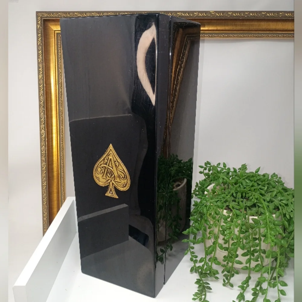 Black Gloss Ace Of Spade Decorative Box with Gold Ace Of Spade Emblem